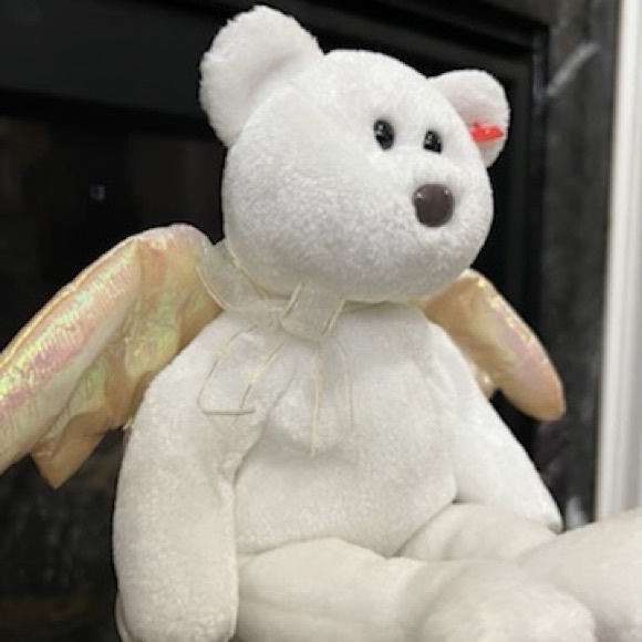 Ty Beanie Baby Halo Angel White Bear 1998 *BROWN Nose RARE. - Picture 2 of 3